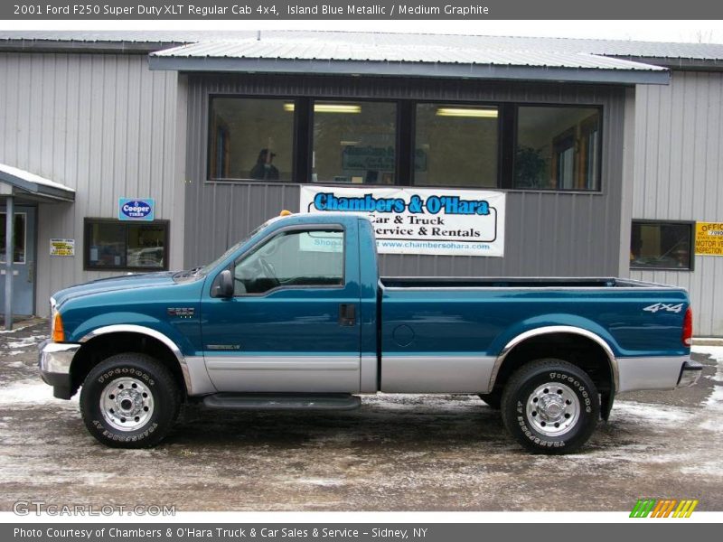 Island Blue Metallic / Medium Graphite 2001 Ford F250 Super Duty XLT Regular Cab 4x4