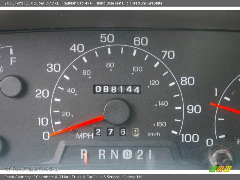 Island Blue Metallic / Medium Graphite 2001 Ford F250 Super Duty XLT Regular Cab 4x4