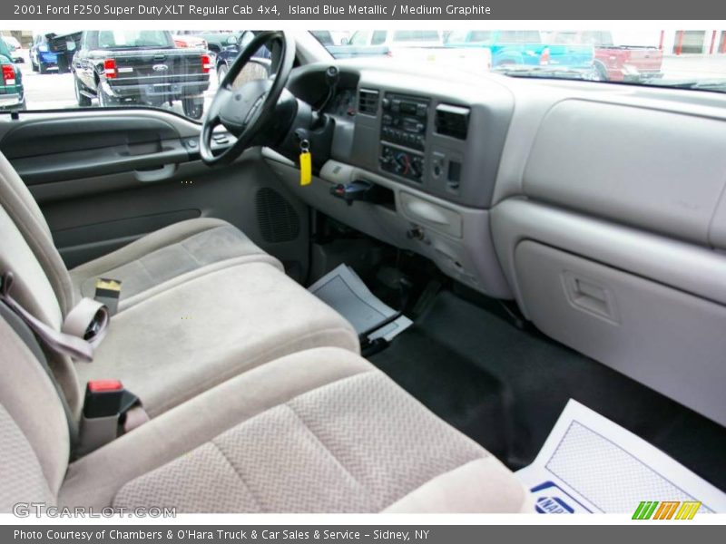 Island Blue Metallic / Medium Graphite 2001 Ford F250 Super Duty XLT Regular Cab 4x4