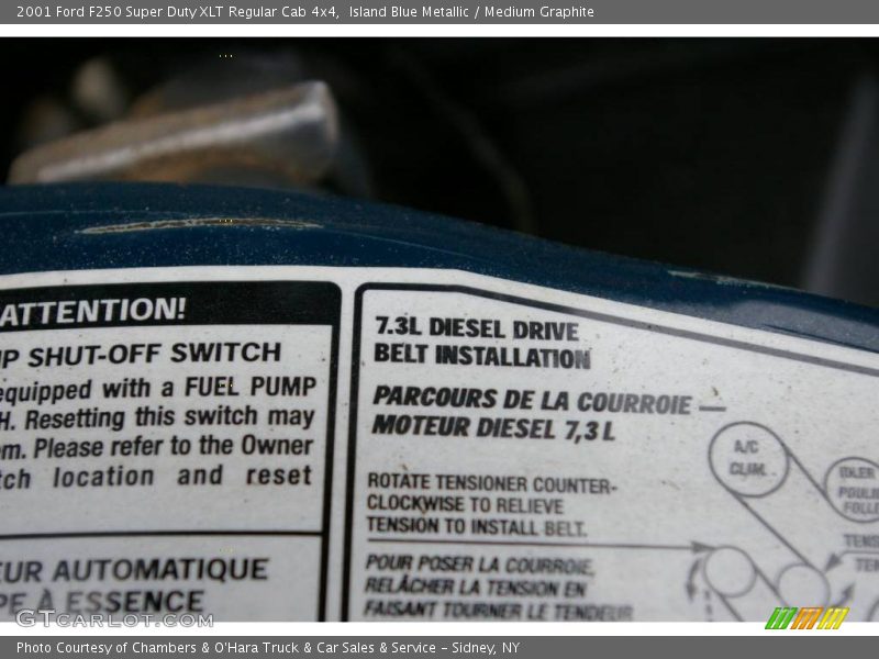Island Blue Metallic / Medium Graphite 2001 Ford F250 Super Duty XLT Regular Cab 4x4