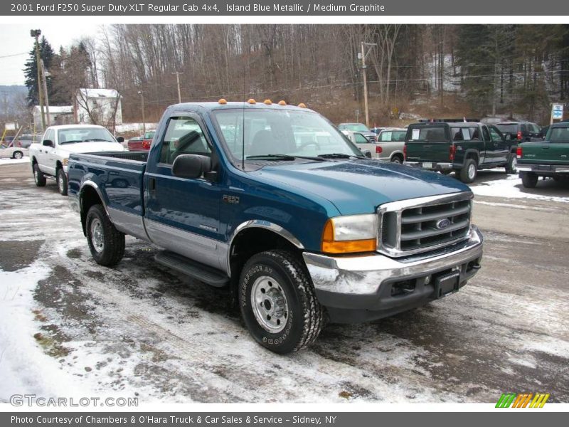 Island Blue Metallic / Medium Graphite 2001 Ford F250 Super Duty XLT Regular Cab 4x4