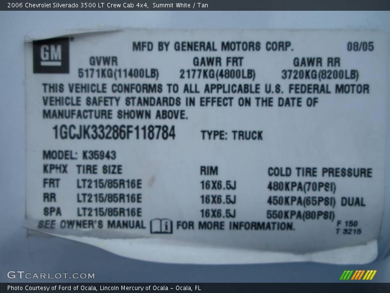 Summit White / Tan 2006 Chevrolet Silverado 3500 LT Crew Cab 4x4