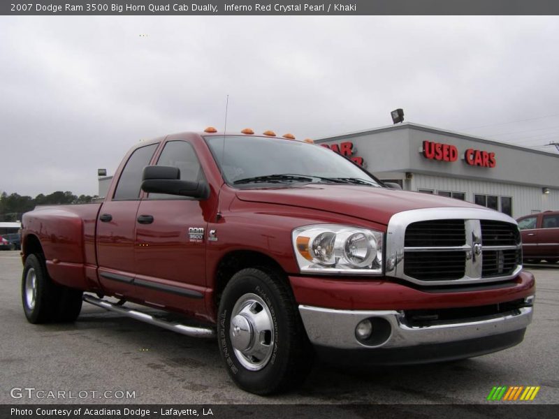 Inferno Red Crystal Pearl / Khaki 2007 Dodge Ram 3500 Big Horn Quad Cab Dually