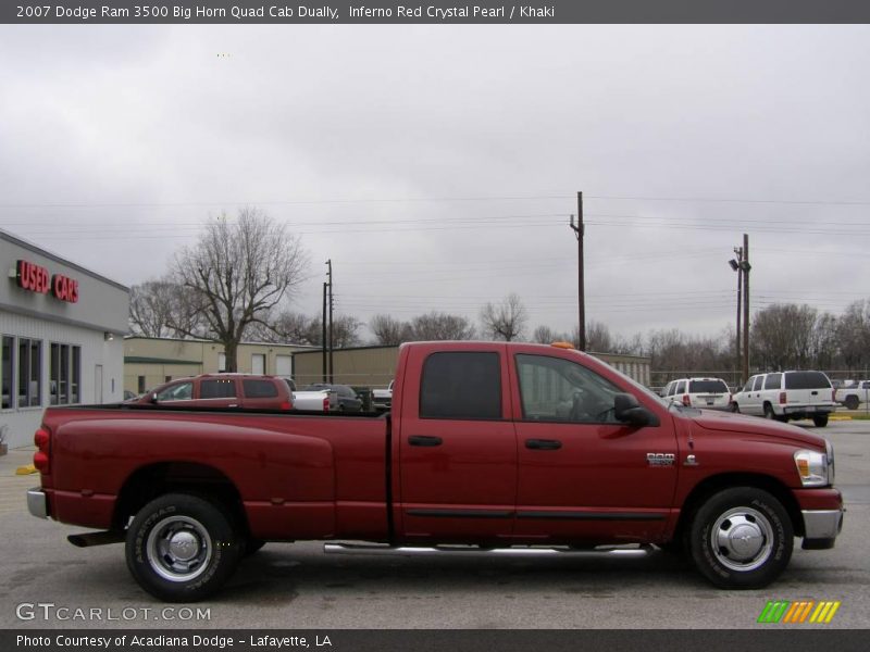 Inferno Red Crystal Pearl / Khaki 2007 Dodge Ram 3500 Big Horn Quad Cab Dually