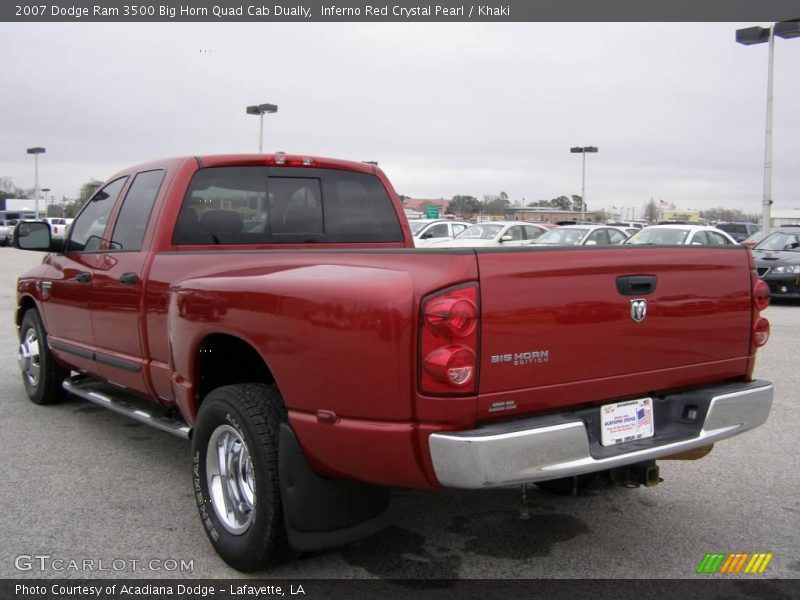 Inferno Red Crystal Pearl / Khaki 2007 Dodge Ram 3500 Big Horn Quad Cab Dually