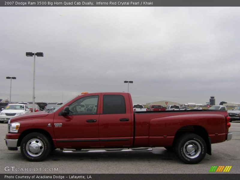 Inferno Red Crystal Pearl / Khaki 2007 Dodge Ram 3500 Big Horn Quad Cab Dually