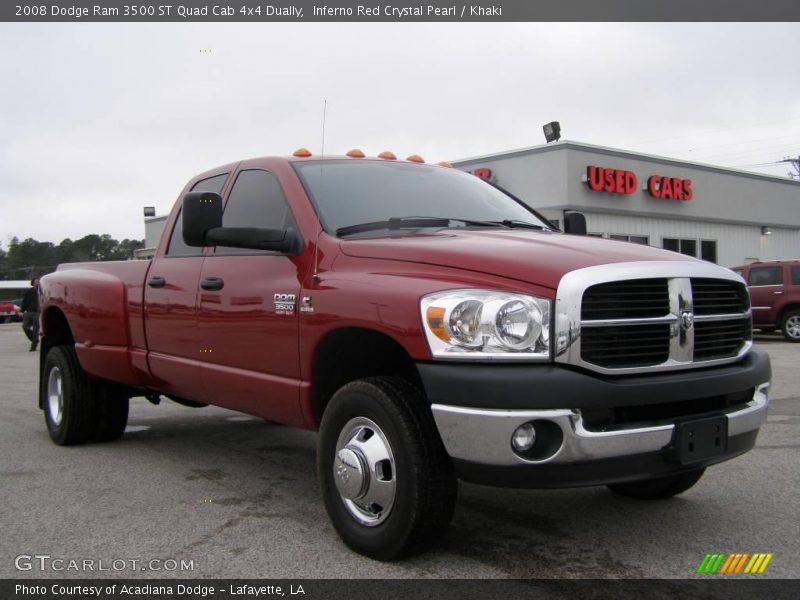 Inferno Red Crystal Pearl / Khaki 2008 Dodge Ram 3500 ST Quad Cab 4x4 Dually