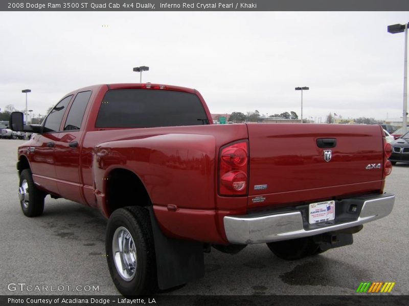 Inferno Red Crystal Pearl / Khaki 2008 Dodge Ram 3500 ST Quad Cab 4x4 Dually