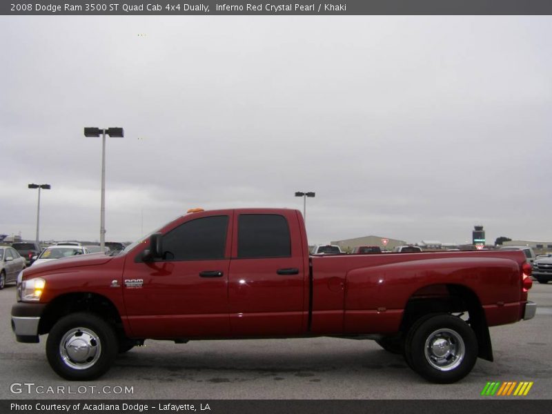 Inferno Red Crystal Pearl / Khaki 2008 Dodge Ram 3500 ST Quad Cab 4x4 Dually