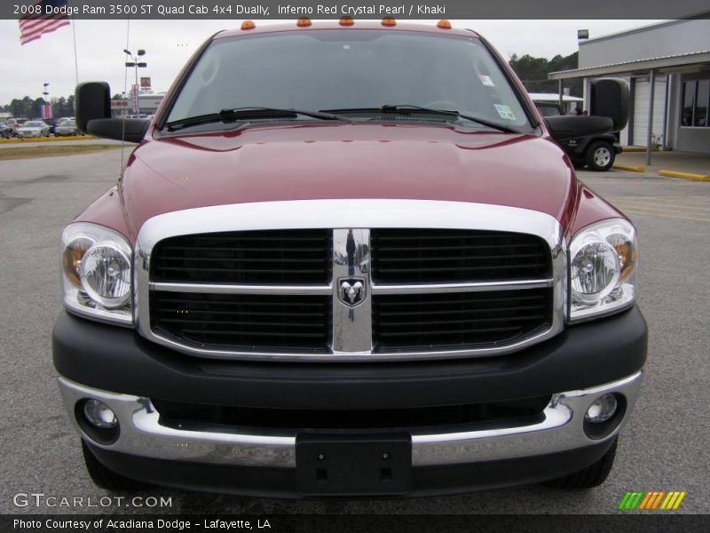 Inferno Red Crystal Pearl / Khaki 2008 Dodge Ram 3500 ST Quad Cab 4x4 Dually