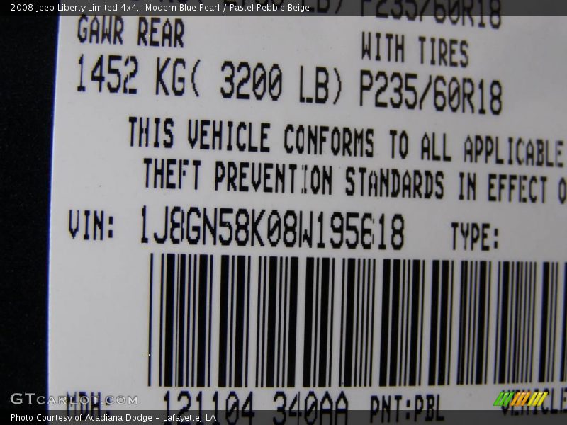 Modern Blue Pearl / Pastel Pebble Beige 2008 Jeep Liberty Limited 4x4