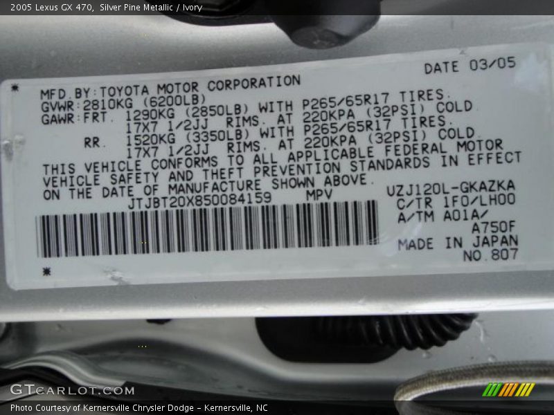 Silver Pine Metallic / Ivory 2005 Lexus GX 470