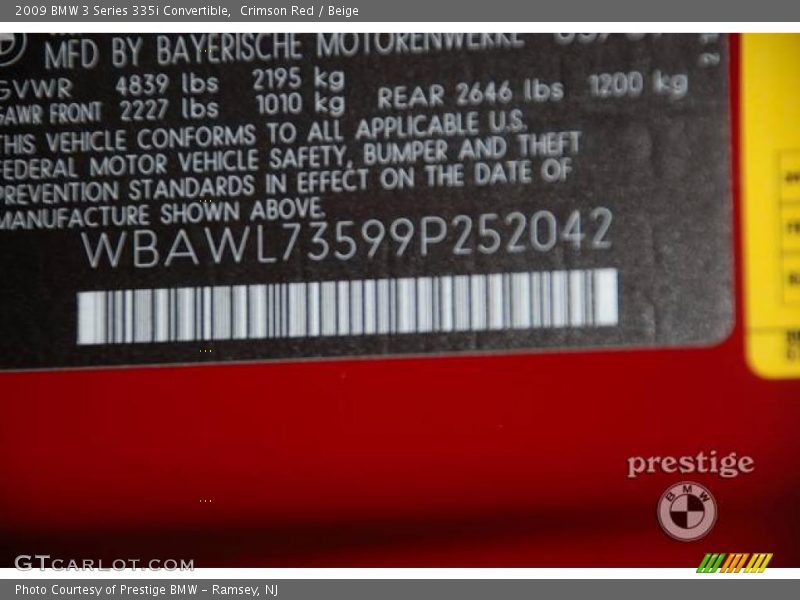 Crimson Red / Beige 2009 BMW 3 Series 335i Convertible