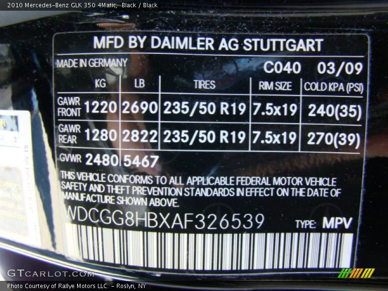 Black / Black 2010 Mercedes-Benz GLK 350 4Matic