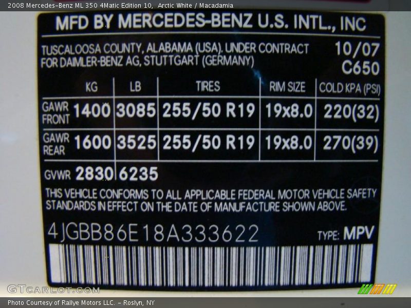 Arctic White / Macadamia 2008 Mercedes-Benz ML 350 4Matic Edition 10