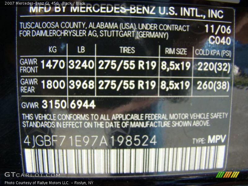 Black / Black 2007 Mercedes-Benz GL 450