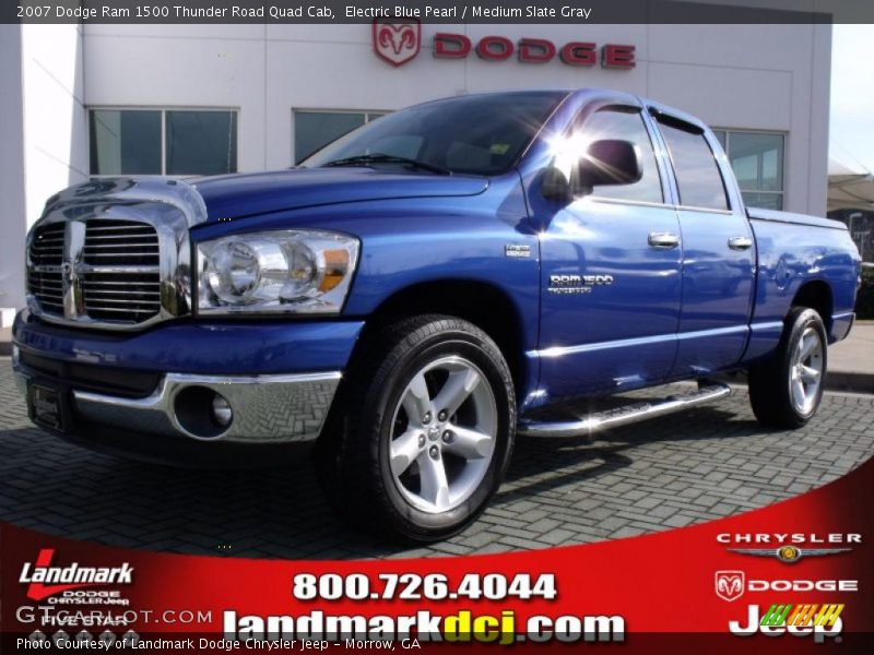 Electric Blue Pearl / Medium Slate Gray 2007 Dodge Ram 1500 Thunder Road Quad Cab