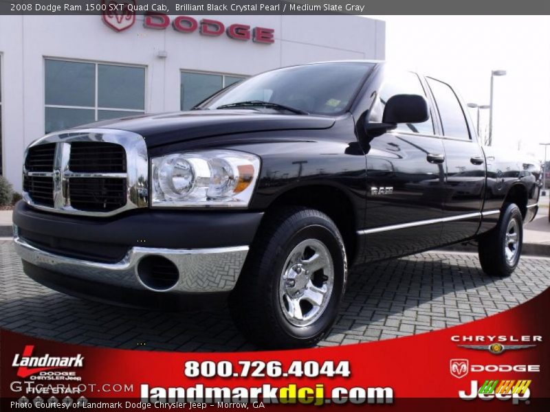 Brilliant Black Crystal Pearl / Medium Slate Gray 2008 Dodge Ram 1500 SXT Quad Cab