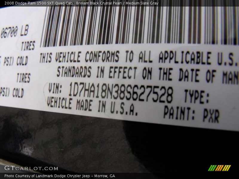 Brilliant Black Crystal Pearl / Medium Slate Gray 2008 Dodge Ram 1500 SXT Quad Cab