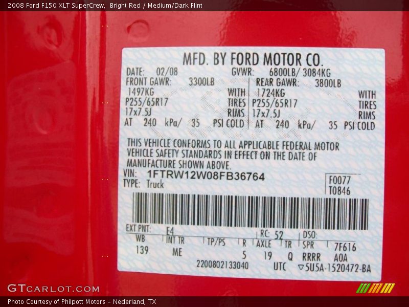 Bright Red / Medium/Dark Flint 2008 Ford F150 XLT SuperCrew