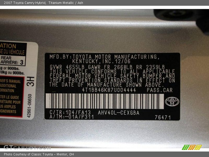 Titanium Metallic / Ash 2007 Toyota Camry Hybrid