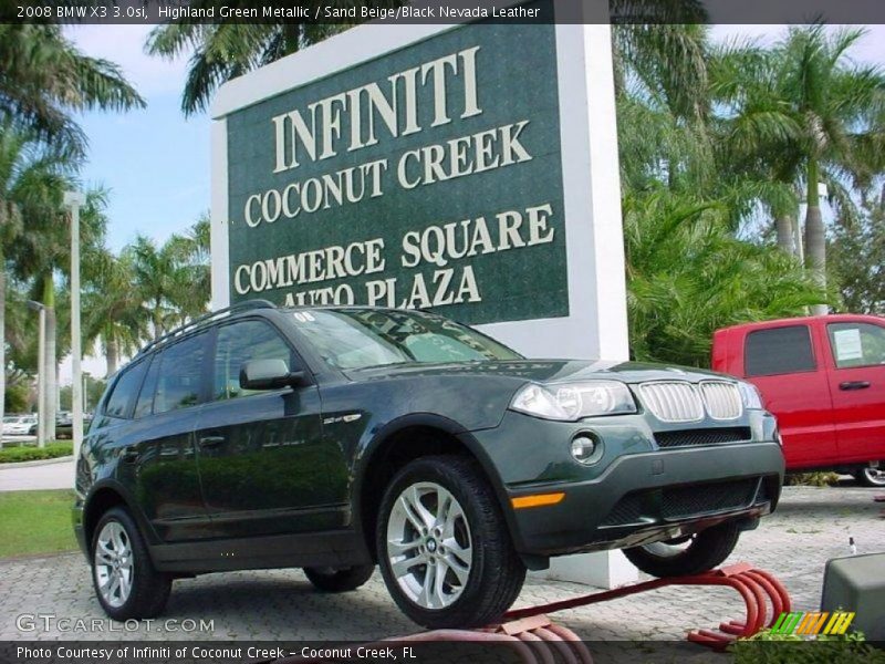 Highland Green Metallic / Sand Beige/Black Nevada Leather 2008 BMW X3 3.0si