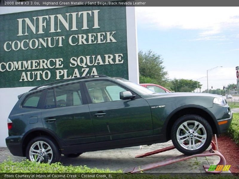 Highland Green Metallic / Sand Beige/Black Nevada Leather 2008 BMW X3 3.0si