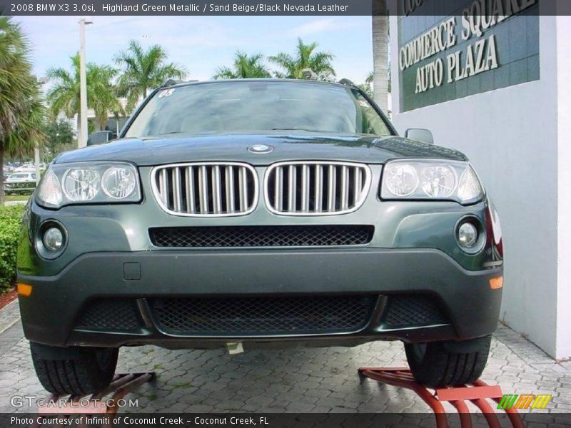Highland Green Metallic / Sand Beige/Black Nevada Leather 2008 BMW X3 3.0si