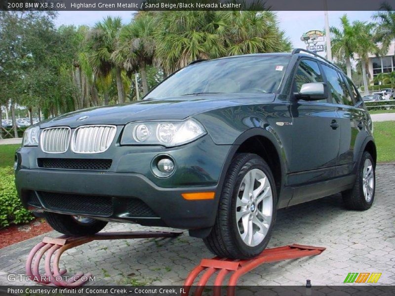 Highland Green Metallic / Sand Beige/Black Nevada Leather 2008 BMW X3 3.0si