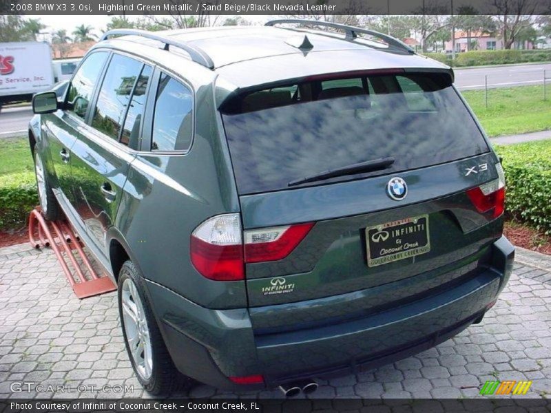 Highland Green Metallic / Sand Beige/Black Nevada Leather 2008 BMW X3 3.0si