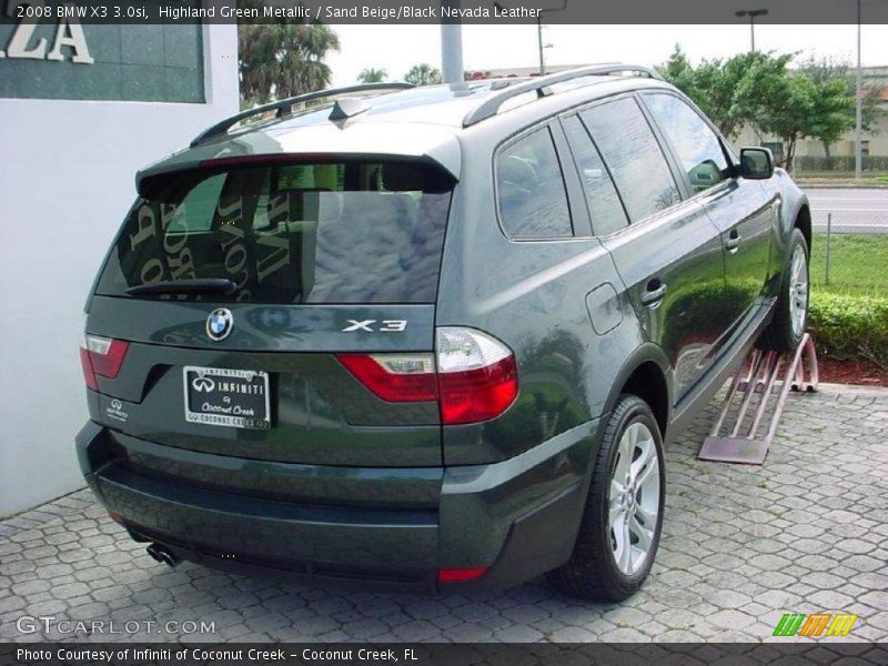 Highland Green Metallic / Sand Beige/Black Nevada Leather 2008 BMW X3 3.0si
