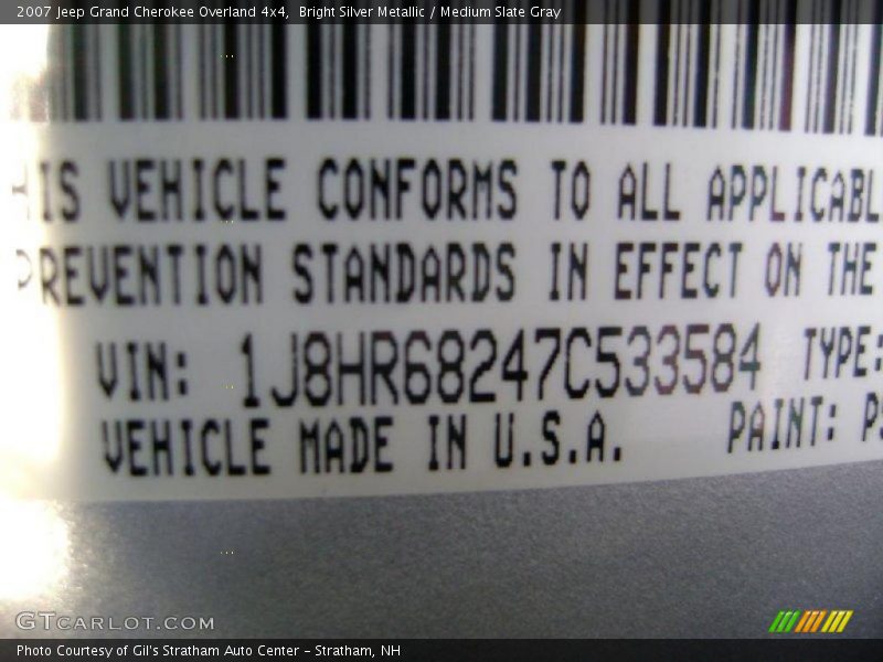 Bright Silver Metallic / Medium Slate Gray 2007 Jeep Grand Cherokee Overland 4x4
