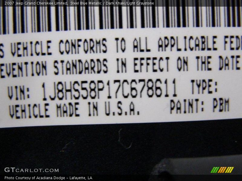 Steel Blue Metallic / Dark Khaki/Light Graystone 2007 Jeep Grand Cherokee Limited