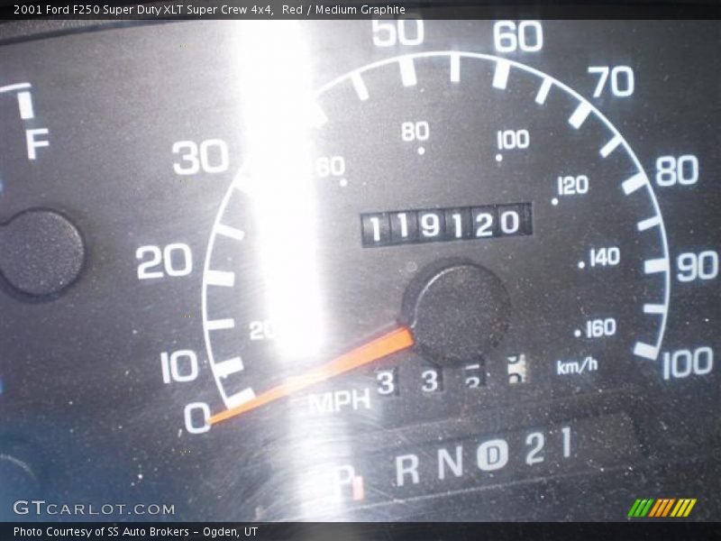 Red / Medium Graphite 2001 Ford F250 Super Duty XLT Super Crew 4x4