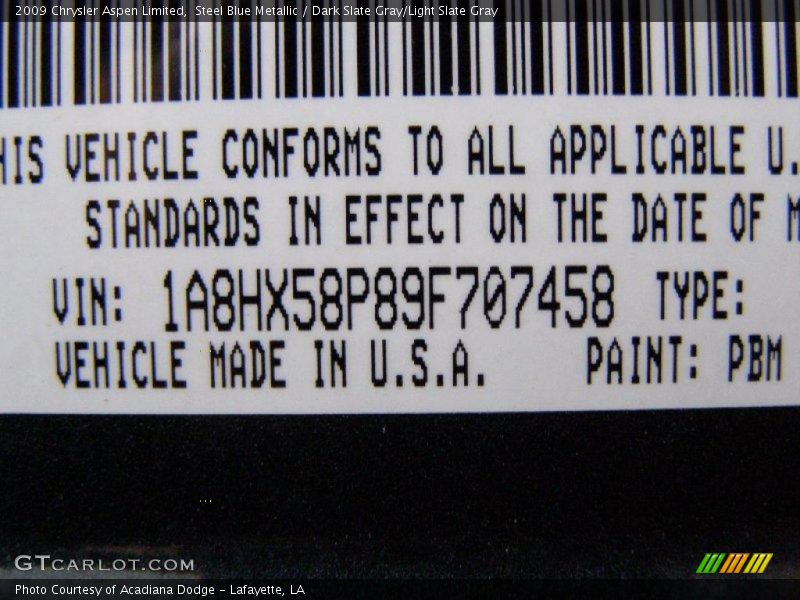 Steel Blue Metallic / Dark Slate Gray/Light Slate Gray 2009 Chrysler Aspen Limited