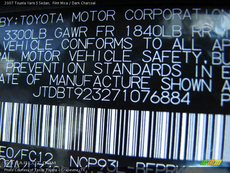 Flint Mica / Dark Charcoal 2007 Toyota Yaris S Sedan