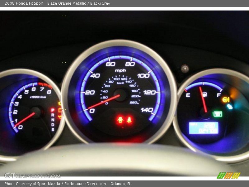 Blaze Orange Metallic / Black/Grey 2008 Honda Fit Sport