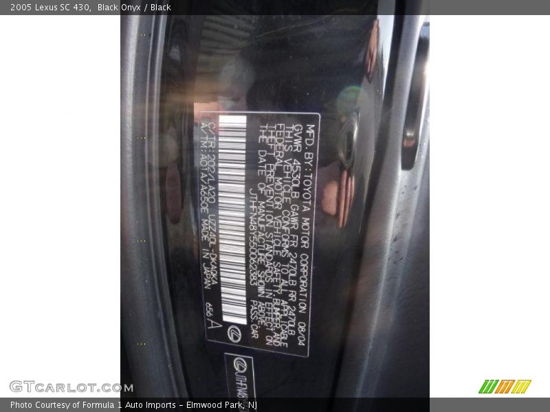 Black Onyx / Black 2005 Lexus SC 430