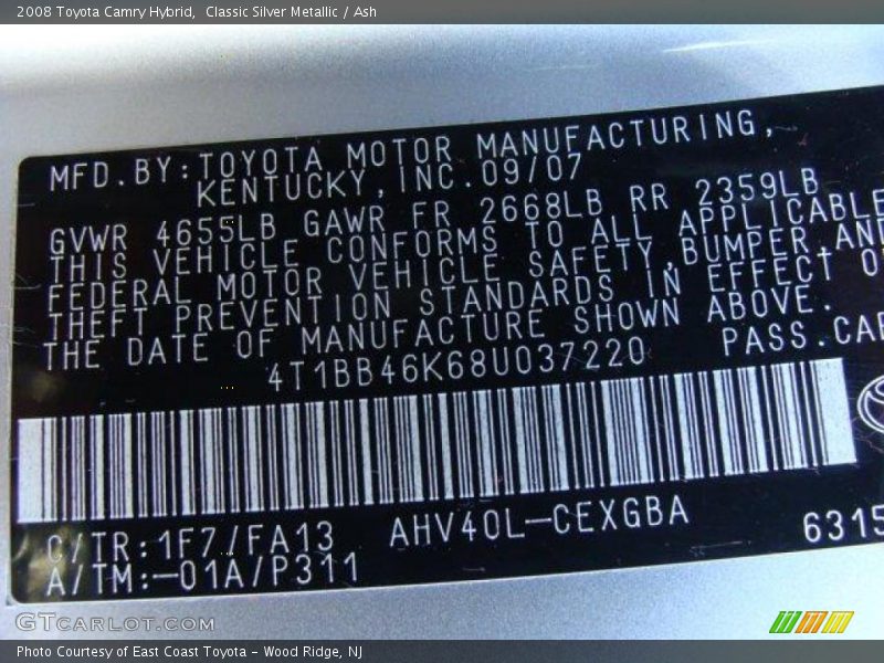 Classic Silver Metallic / Ash 2008 Toyota Camry Hybrid