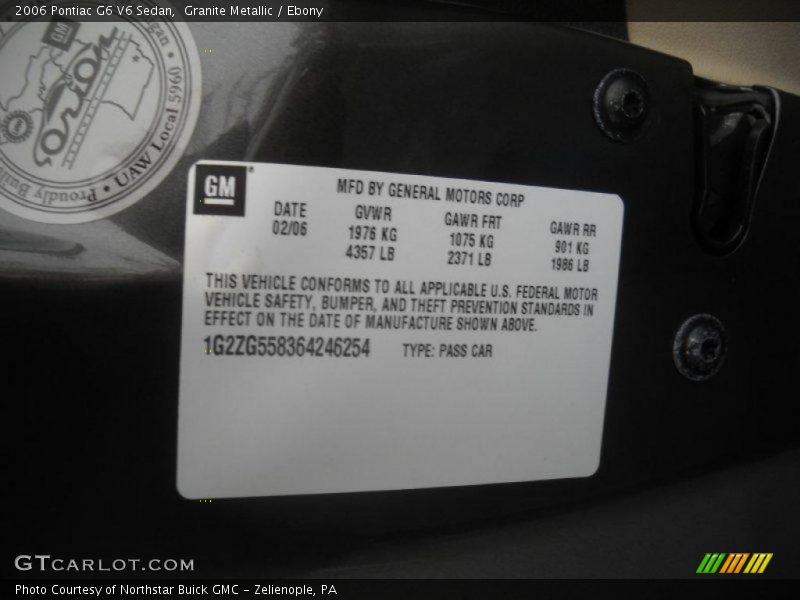 Granite Metallic / Ebony 2006 Pontiac G6 V6 Sedan