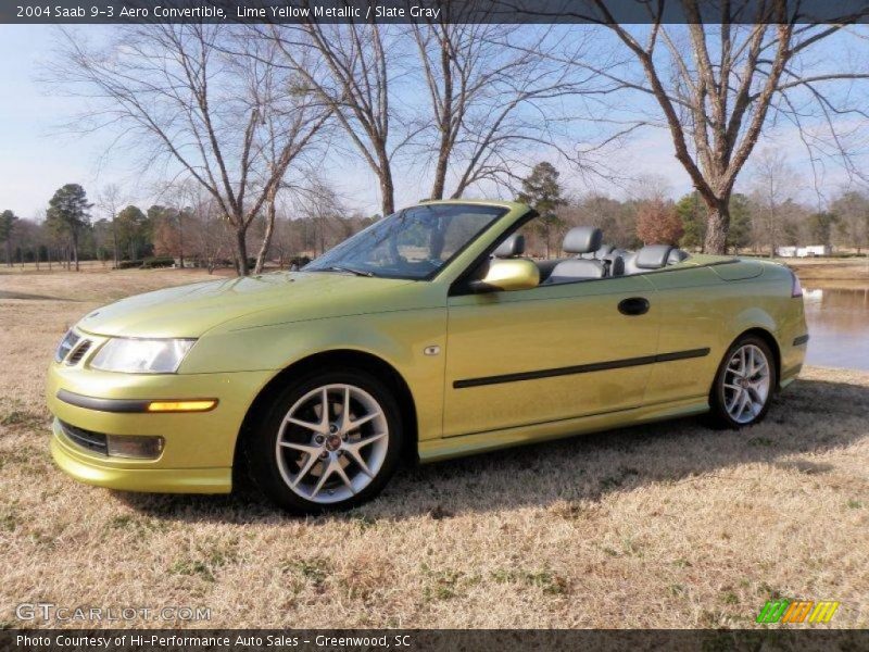 Lime Yellow Metallic / Slate Gray 2004 Saab 9-3 Aero Convertible