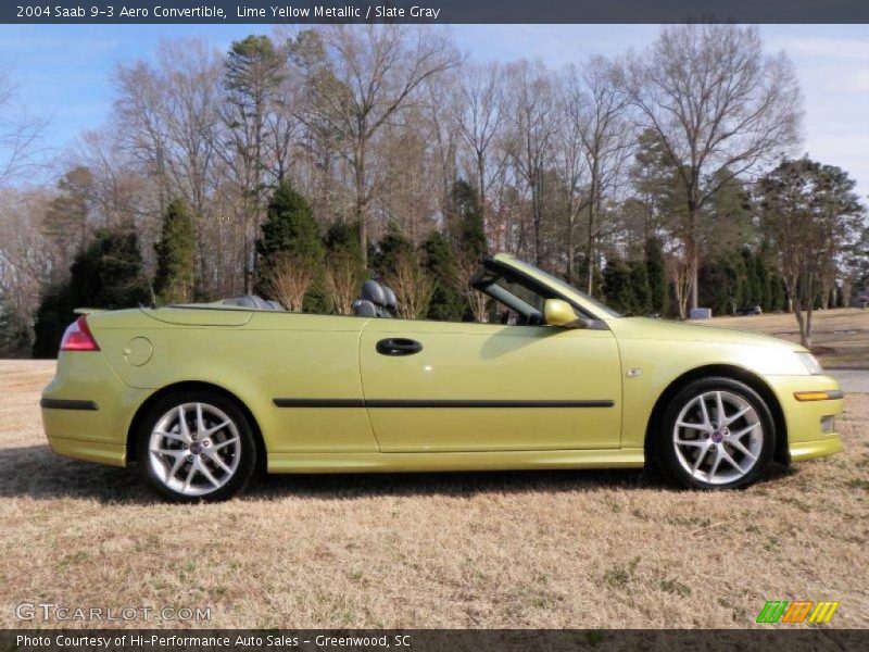 Lime Yellow Metallic / Slate Gray 2004 Saab 9-3 Aero Convertible