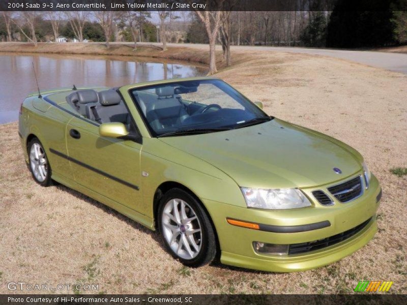 Lime Yellow Metallic / Slate Gray 2004 Saab 9-3 Aero Convertible
