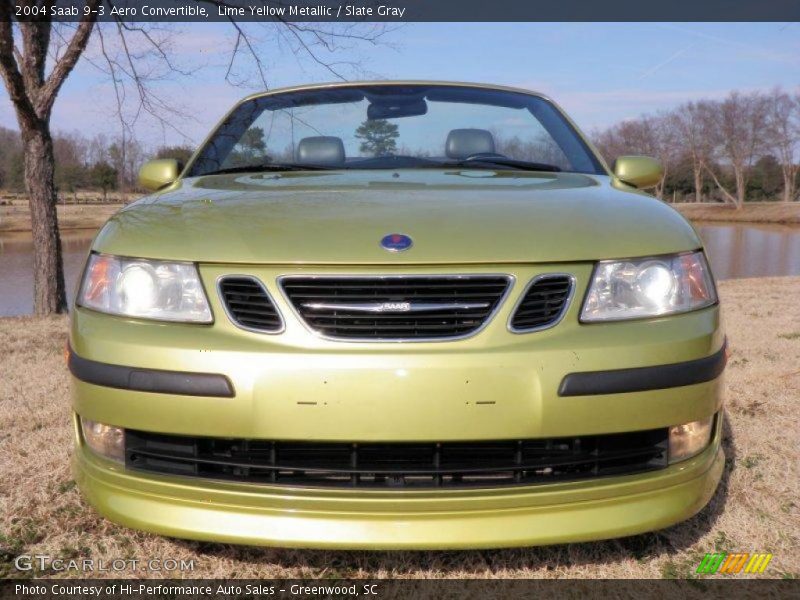 Lime Yellow Metallic / Slate Gray 2004 Saab 9-3 Aero Convertible