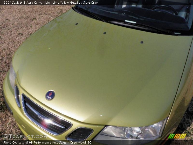 Lime Yellow Metallic / Slate Gray 2004 Saab 9-3 Aero Convertible