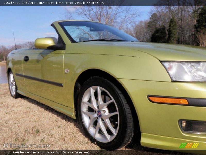 Lime Yellow Metallic / Slate Gray 2004 Saab 9-3 Aero Convertible