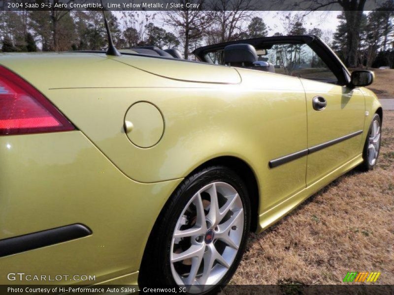 Lime Yellow Metallic / Slate Gray 2004 Saab 9-3 Aero Convertible