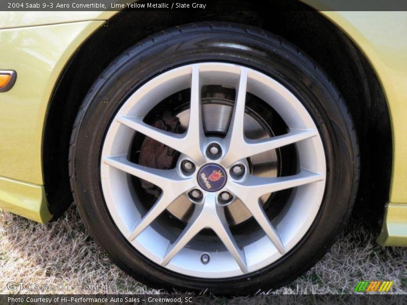 Lime Yellow Metallic / Slate Gray 2004 Saab 9-3 Aero Convertible