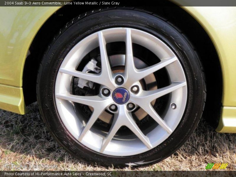 Lime Yellow Metallic / Slate Gray 2004 Saab 9-3 Aero Convertible