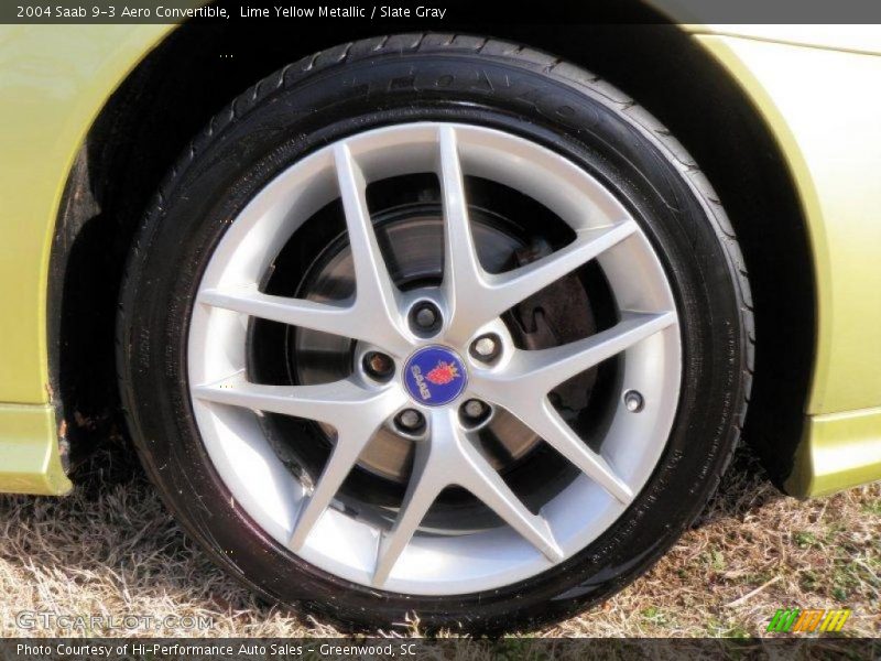 Lime Yellow Metallic / Slate Gray 2004 Saab 9-3 Aero Convertible